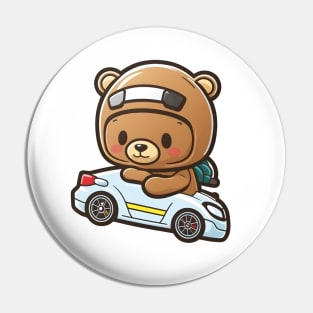 Cute Bear Driving Car Pin