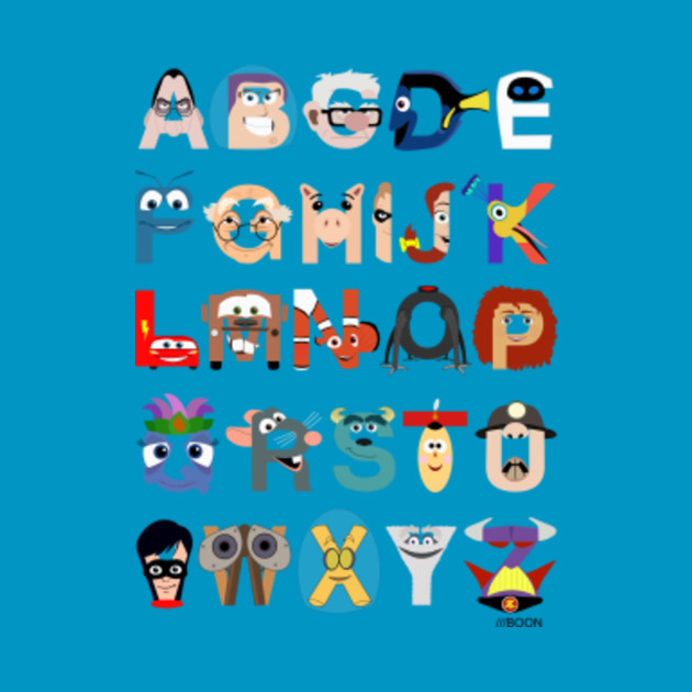 pixar alphabet pixar t shirt teepublic