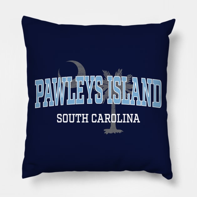 Pawleys Island South Carolina Palmetto Coastal Blue Pillow by TGKelly