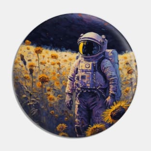 Lonely Astronaut In A Sunflower Field Pin