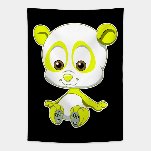 Yellow Baby Panda Tapestry by Wickedcartoons