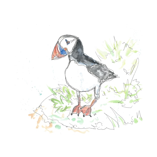 Puffin line drawing by DebTheZeb