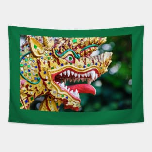 Colorful dragon head sculpture Tapestry