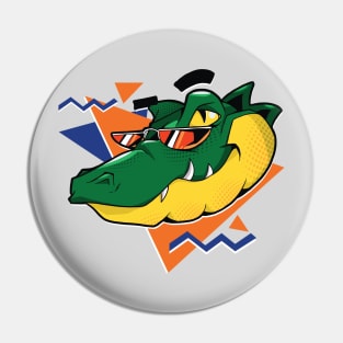 Retro 90s Alligator Head Cartoon // Old School Gator Pin