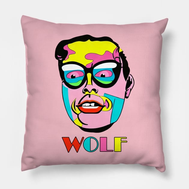 WOLF Pop Art Surreal Magic Human | Big Boss Pillow by Tiger Picasso