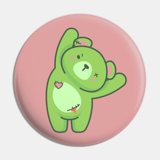 Kawaii zombie teddy bear Pin by Dr.Bear