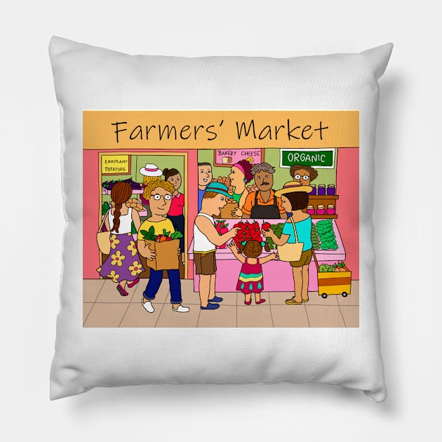 Farmers market grocery store. Healthy fresh food eating concept. Pillow by Nalidsa