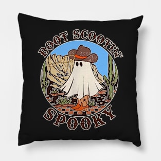 Copy of Vintage boot scoot spooky cowboy ghost groovy retro halloween Pillow