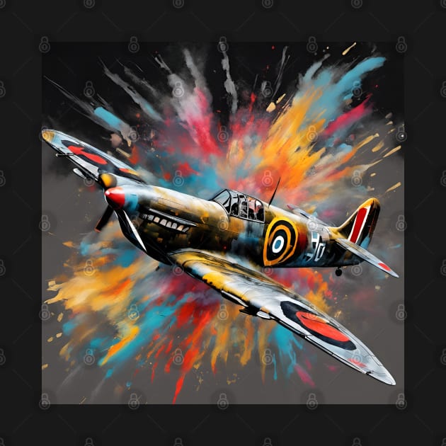 Spitfire Fighter Aircraft WWII Ink Explosion by Ameiva