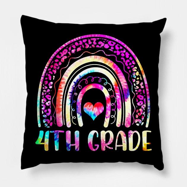 4th Grade Tie Dye Rainbow Welcome Back To School Teacher Kid Pillow by everetto