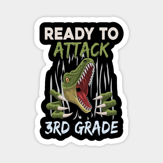 Dinosaur Kids Ready To Attack 3rd Grade Boys Back To School Magnet by kateeleone97023