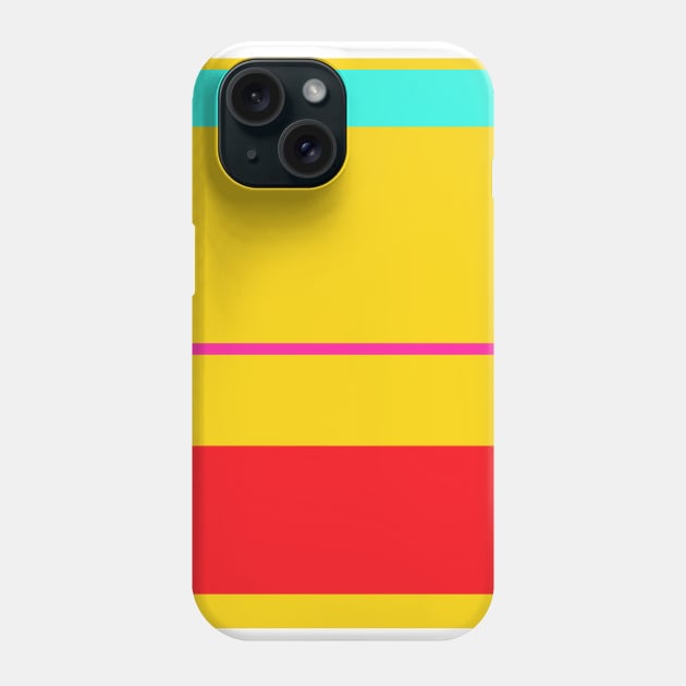 An amazing mix of Cherry Red, Barbie Pink, Golden Yellow and Bright Light Blue stripes. Phone Case by Sociable Stripes