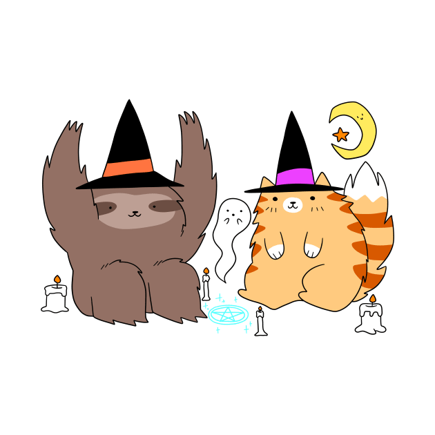 Witch Sloth and Witch Tabby by saradaboru