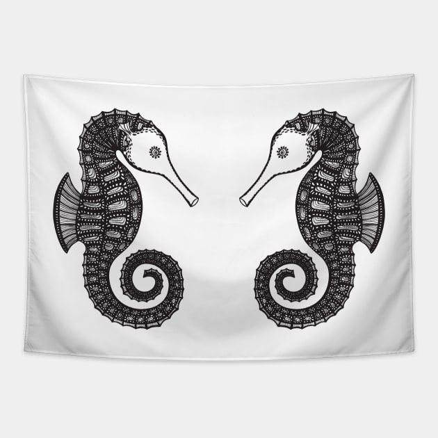 Seahorses in Love - cool and cute animal design - light colors Tapestry by Green Paladin