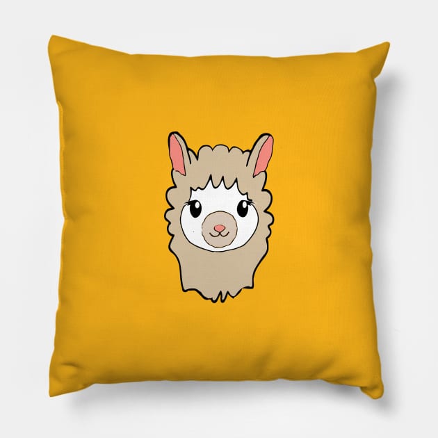 Cute Llama Drawing Pillow by Braznyc