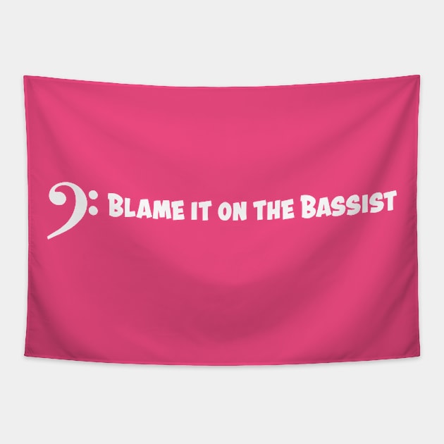 Blame it on the Bassist (white) Tapestry by schlag.art