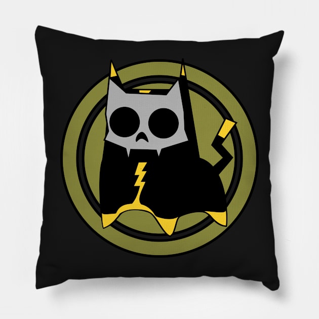 Electric Cat | Black Cat | Halloween | Cat Skull Pillow by DepicSpirit