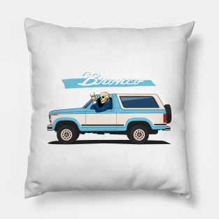 Truck bronco 1986 f150 xlt 4x4 skull metal aqua Pillow