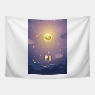 Moon swing couple Tapestry