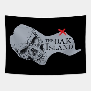 Oak Island Nova Scotia Map in Skull Tapestry