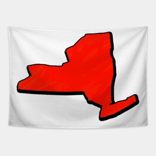 Bright Red New York Outline Tapestry