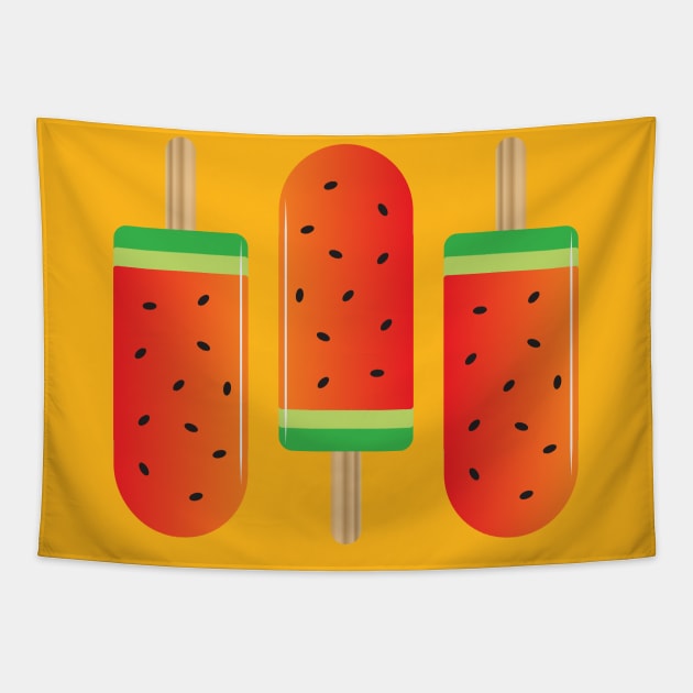 Watermelon Ice Lollies Tapestry by QueenieLamb