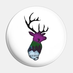 Stag silhouette With winter scene Pin