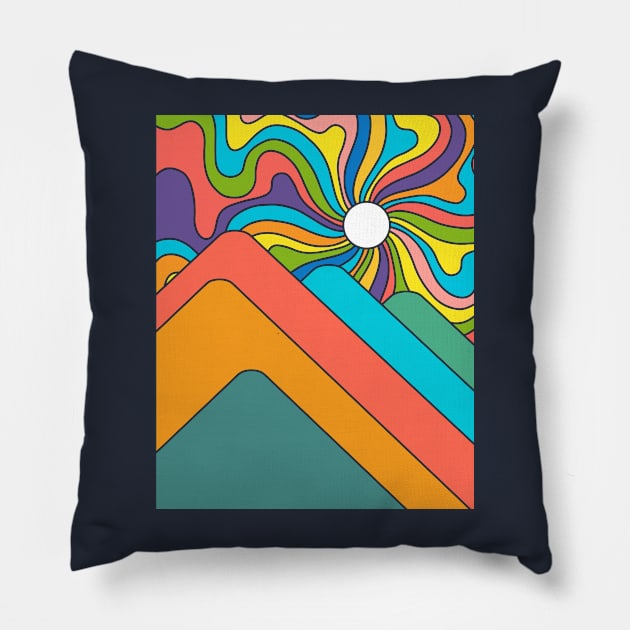 Geometric Sunrise Pillow by clingcling