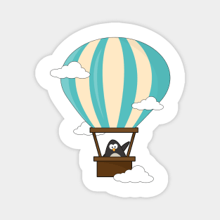 Penguin in Hot air balloon & Clouds Magnet