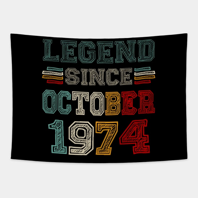 49 Years Old Legend Since October 1974 49th Birthday Tapestry by Red and Black Floral