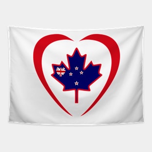 New Zealander Canadian Multinational Patriot Flag Series (Heart) Tapestry