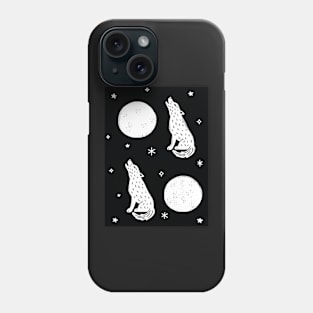 Full Moon Howl - Black and White Phone Case