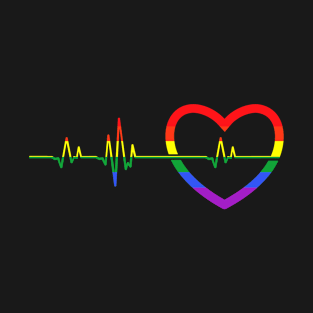 LGBTQ+ Rainbow Heartbeat Gay Pride T-Shirt