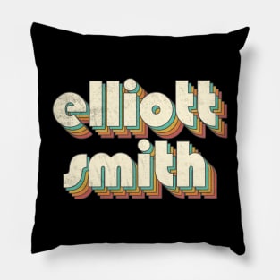 Retro Vintage Rainbow Elliott Letters Distressed Style Pillow