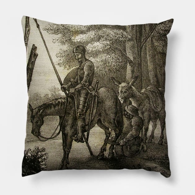 Don Quixote Antique Engraving Pillow by chilangopride