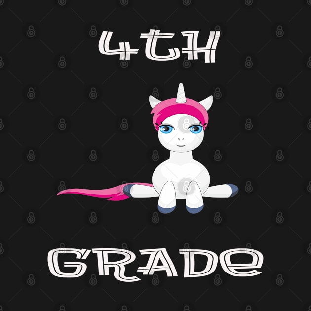 4th Grade Pretty Unicorn Design Pink Hair by familycuteycom