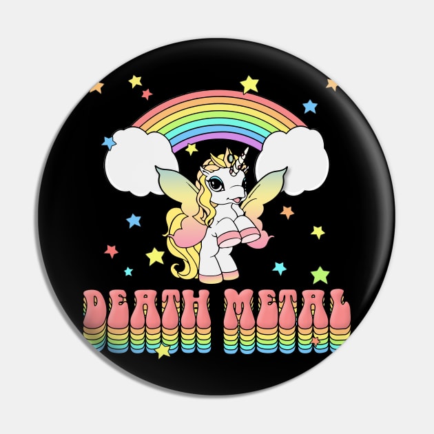 Death Metal Unicorn Rainbow Graphic Design #2 Pin by DankFutura