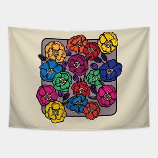 Retro 70s rainbow flowers Tapestry