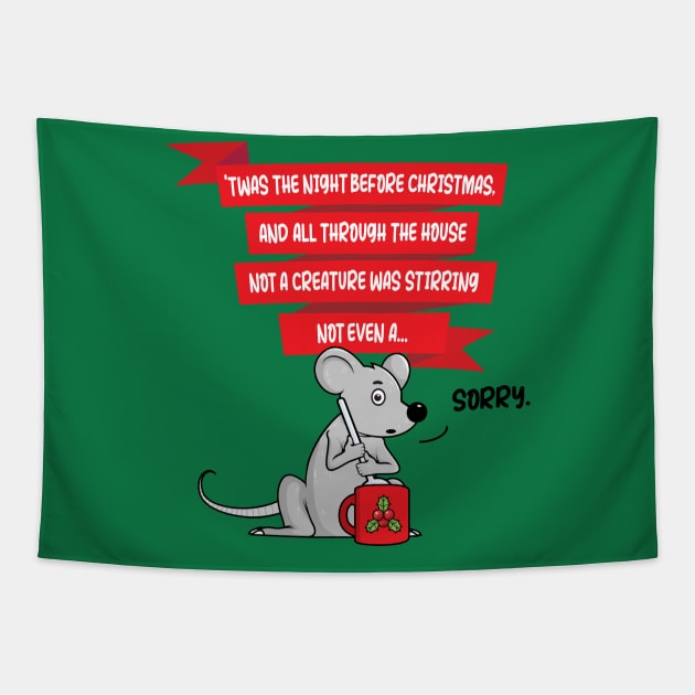 Stirring Christmas Mouse Funny (on light colors) Tapestry by Messy Nessie