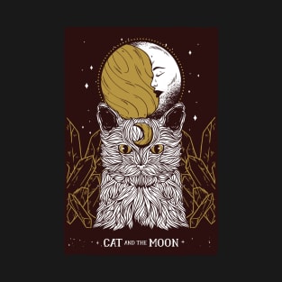 Tarot Card Moon Sun And Cat Crescent Occult Spiritual Gothic Witch T-Shirt