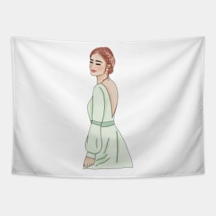 Green dress girl Tapestry