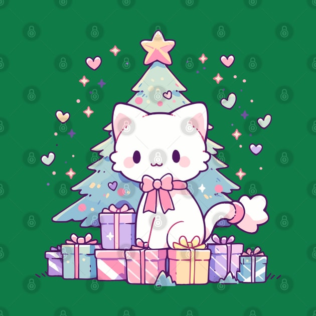 A meowy Christmas (white cat) by etherElric