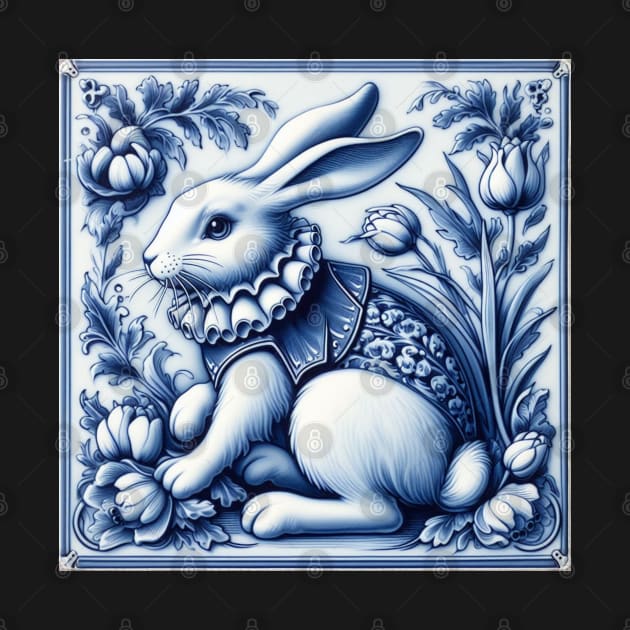 Vintage Dutch Tile: Rabbit No.1 by artnook