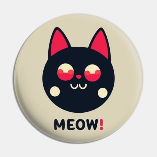 Meow! || Black Cat With Red Eyes Vector Art Pin