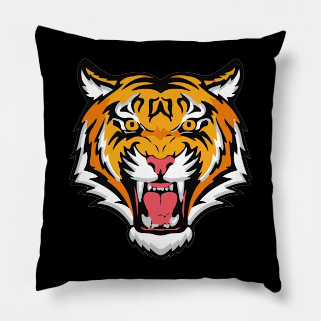 Fierce Tiger Face Roaring Design Pillow by TF Brands