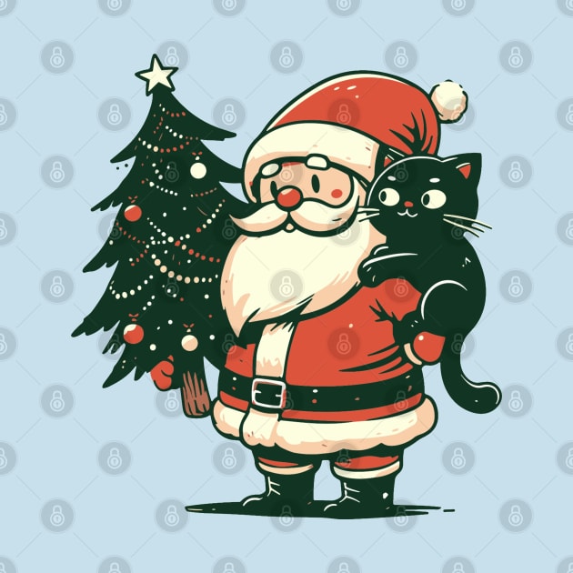 Santa and his cat cute Christmas by Elysian wear