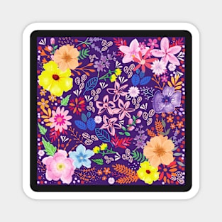 Bright Autumn Floral_Purple Background Magnet