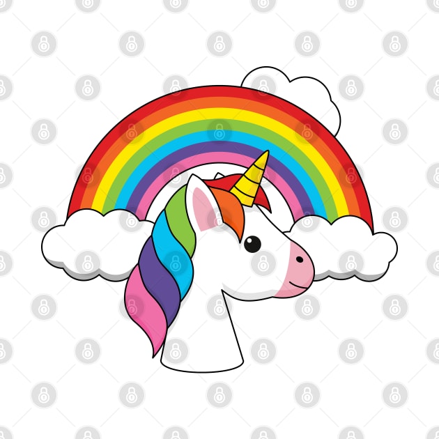 Unicorn and Rainbow with Clouds Kawaii by BirdAtWork