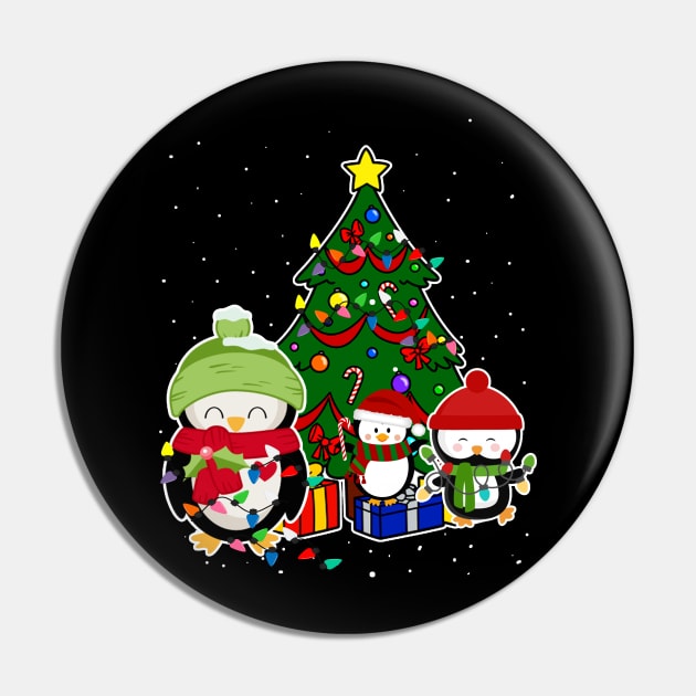 3 Three Santa Penguins Costume Cute Christmas Tree Lights Pin by johnbbmerch