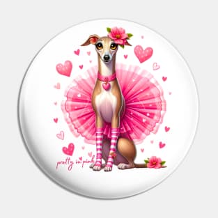 Greyhound Whippet Italian Dog in pink Pin